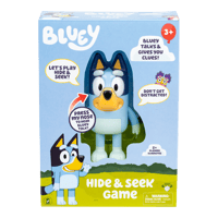 Bluey Hide N Seek toy. Bluey figure in packaging.